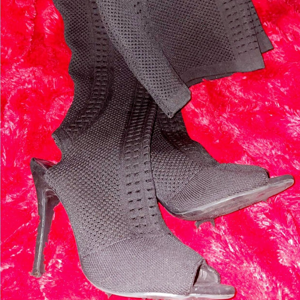 Open toe thigh high heels
